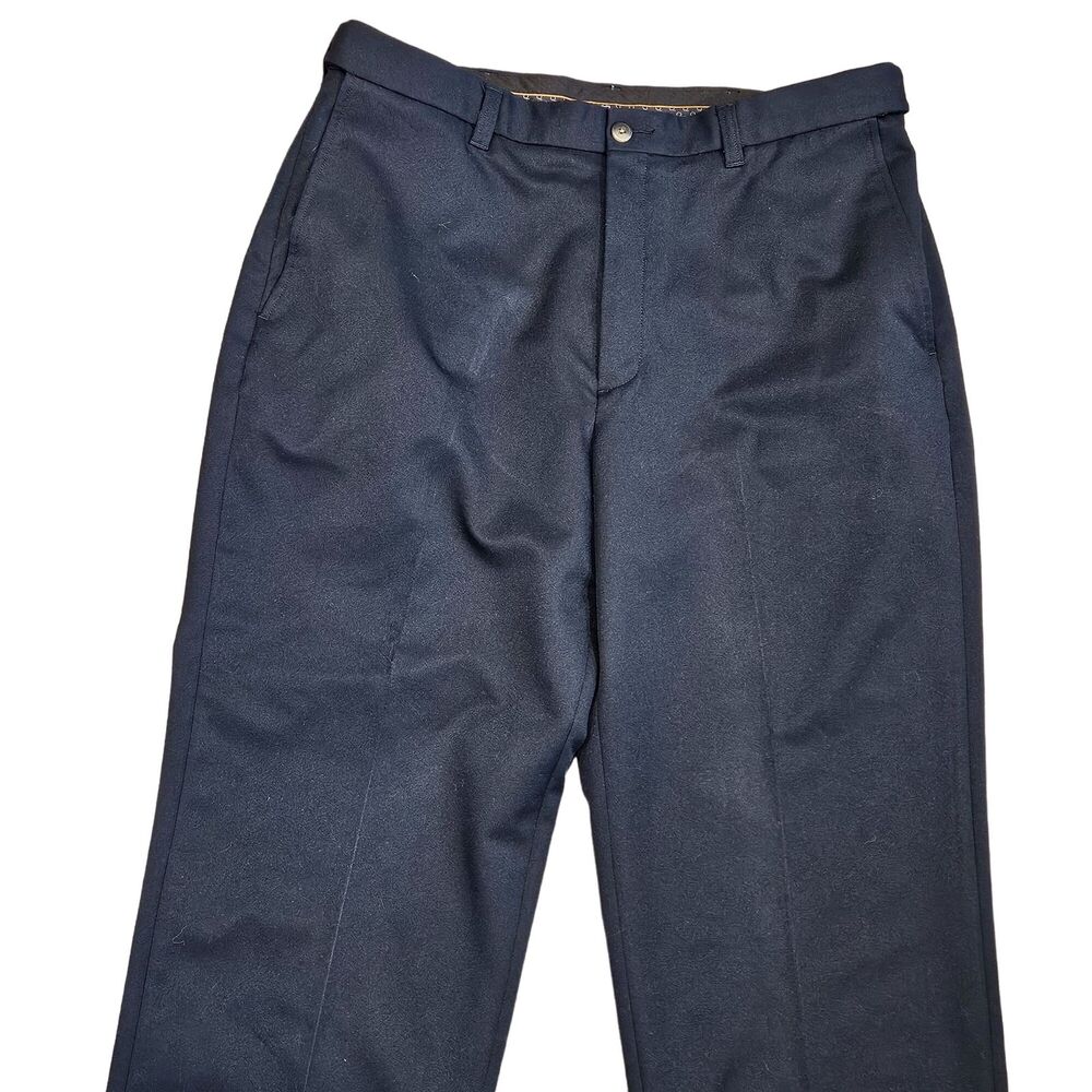 Haggar Men's Blue Dress Pants Expandable Waist Flat Front Polyester Size 36X31